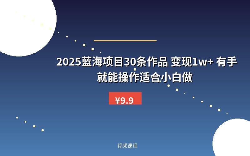 2025蓝海项目30条作品 变现1w+ 有手就能操作适合小白做